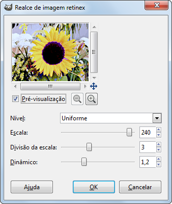 Opções do filtro “Retinex”