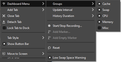 Контекстное меню монитора ресурсов
