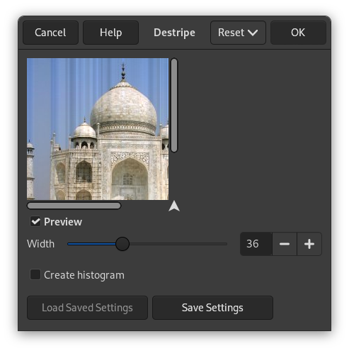 Параметры фильтра «Удаление штрихов»
