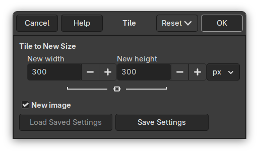 „Tile“ filter options