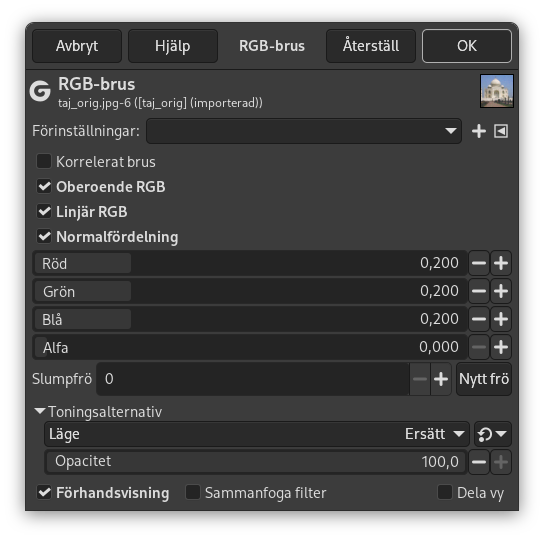 Alternativ för filtret ”RGB-brus”