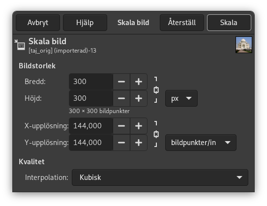 The ”Scale Image” dialog