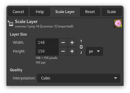 The «Scale Layer» dialog