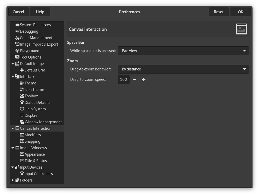 Налаштовування взаємодії із полотном