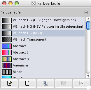 Ansicht des Dialoges „Farbverläufe“