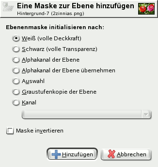 Ansicht des Dialogfensters „Maske hinzufügen“