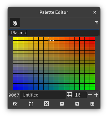 Ansicht des Paletteneditors