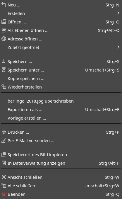 Das Menü »Datei«