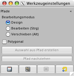 Eigenschaften für das Werkzeug »Pfade«