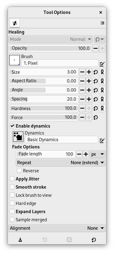 Heal Tool options