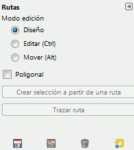 Opciones de la herramienta “Ruta”