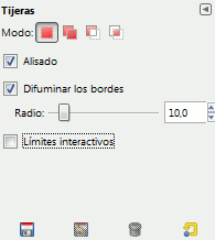 Tool Options for Scissors Select