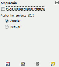 Opciones de la herramienta de ampliación