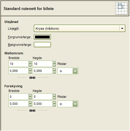 Innstillingar for rutenettet