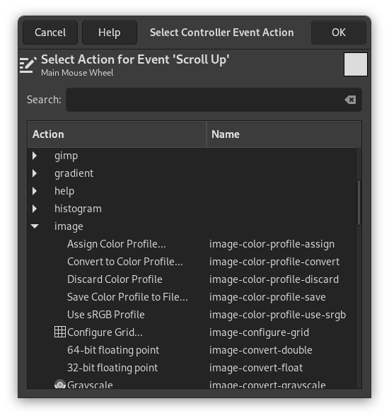 Selecionar a ação do controlador de eventos